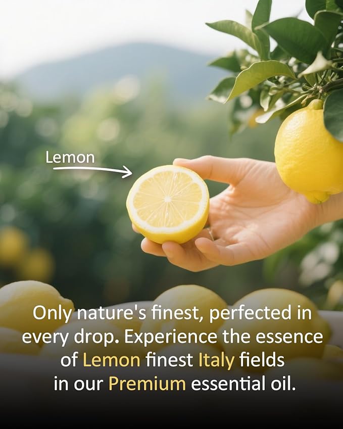 Lemon Essential Oil 4 fl oz (120ml), Large Size for Cleaning, Diffuser & DIY, Aromatherapy, Light Fresh Citrus Scent, No Added Fragrance, Daily-Use Essential Oil for Home & Crafts Airoomoil