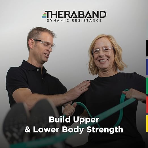 THERABAND High Resistance Bands, Set of 2 Elastic Super Bands for Improving Flexibility, Injury Rehab, & Full Body Workouts, Stretch Bands for Lifting, 1 Light & 1 Medium Band, Multi - Bloomnest