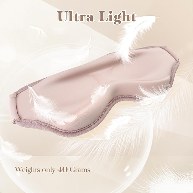 3D Cooling Eye Mask Sleep Mask for Men & Women, 100% Pressure-Free & Light Block-Out Eye Mask for Sleep with Easy Adjustable Strap, Night Eye Cover for Travel, Pink - Bloomnest