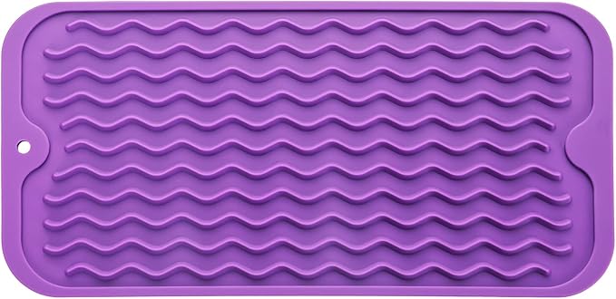 Silicone Dish Drying Mat for Multiple Usage,Easy clean,Eco-friendly,Heat-resistant Silicone Mat for Kitchen Counter or Sink,Refrigerator or Drawer Liner Purple S 12 inches x 6 inches - Bloomnest