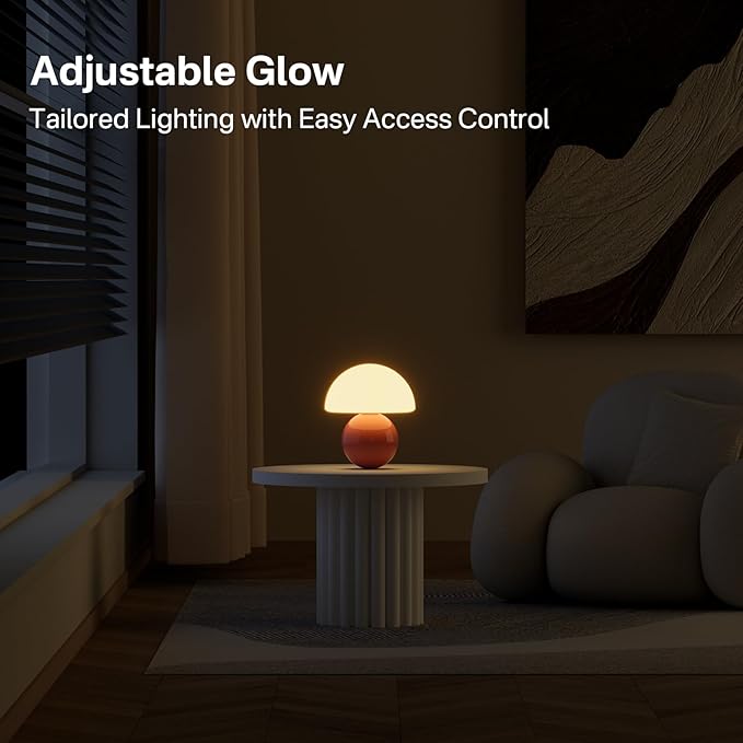 Mushroom Lamp Desk Lamp for Bedroom,Table Bedside Small Lamps for Living Room,Mushroom Decor Cute Mini Modern Mid Century Lamps for Night Stands,Unique Aesthetic Home Living Room Decor(Pink) - Bloomnest