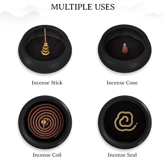Coil Incense Burner， Ceramic Cone Incense Burner Holder Suitable for Incense/Cone/Coil/Stick, Sage, Mosquito Incense, and Charcoal. Incense Holder+Fireproof Cotton Inside. - Bloomnest
