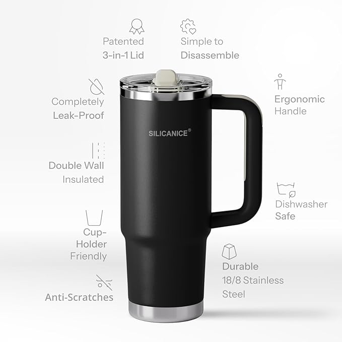 Easy Clean Pro Tumbler - 30 oz Water Bottle with Handle & Quick-Disassemble Flip Straw, Leak Resitance,Double Wall Insulated Stainless Steel, Dishwasher Safe, BPA-Free,Gifts for Women & Men - Bloomnest