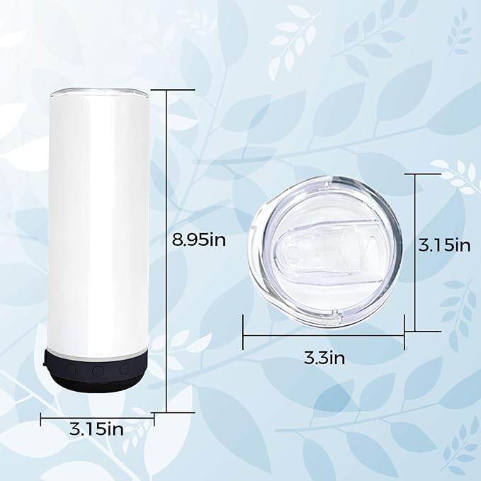 6 Pack 20 OZ Sublimation Blank Tumblers Bulk Stainless Steels Double Vacuum Bluetooth Speaker Music Insulated Tumbler with Lid and Straw Heat Transfer Cup Black - Bloomnest
