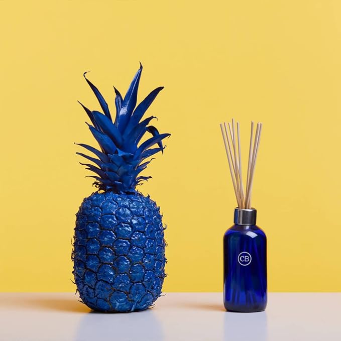 Capri Blue Pineapple Flower Reed Diffuser Set - Includes Reed Diffuser Sticks, Fragrance Oil, and Glass Bottle - Luxury Scented Room Fresheners - Cobalt Blue (8 fl oz) - Bloomnest