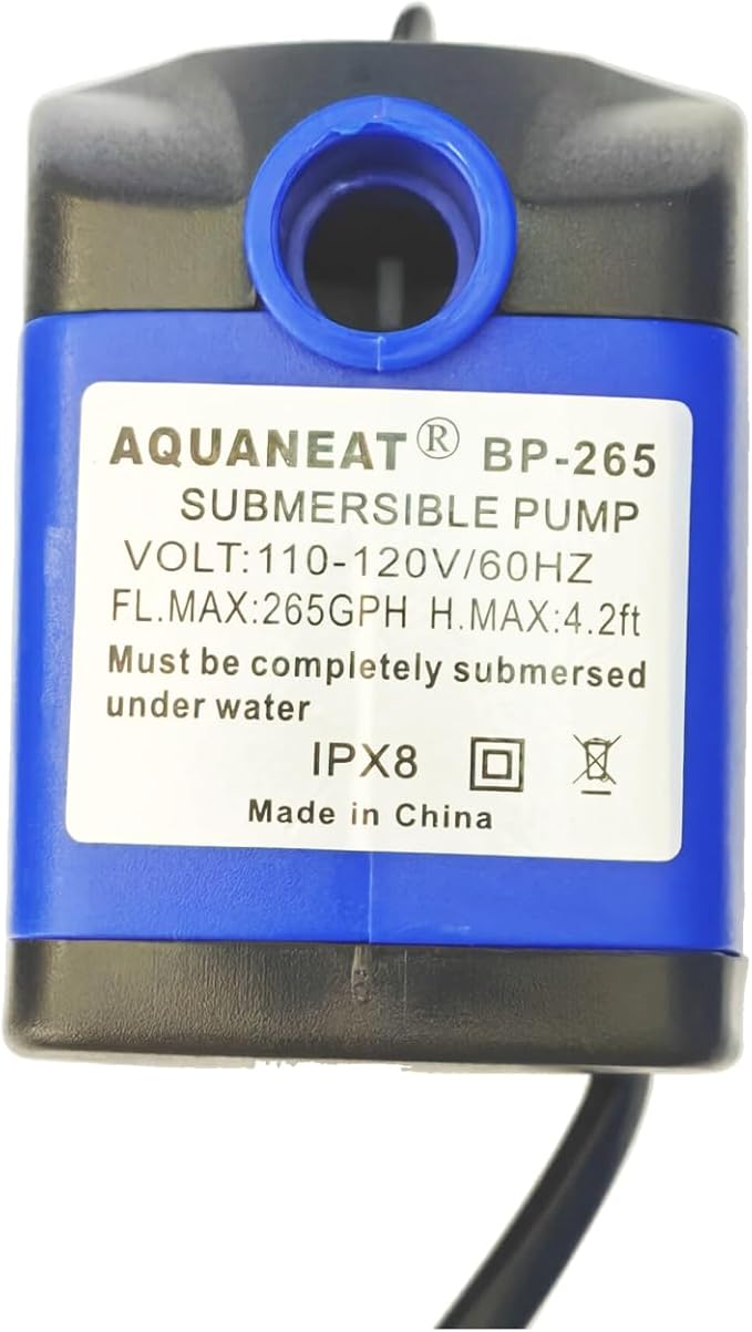 AQUANEAT Small Fountain Pump, 265 GPH Submersible Water Pump with 3.3 ft Tubing, for Aquarium Fish Tank, Pet Water Fountain, Hydroponics, Pond Waterfall Filter Pump - Bloomnest