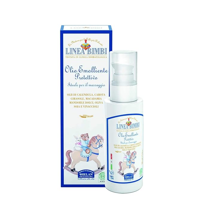 Helan Linea Bimbi Bio - Protective Baby Oil, Gentle & Emollient for Sensitive Skin, Baby Massage Oil for Newborn with Sweet Almond Oil, Baby Essentials, Silicone & Paraben Free, Made in Italy 100fl oz - Bloomnest