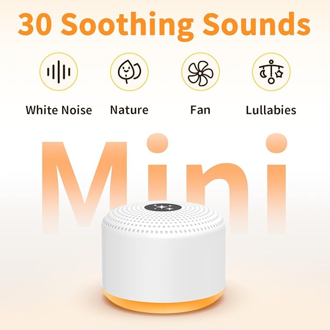 Soothing Sounds White Noise Machine Portable Sleep Machines with 30 Relaxing Sounds 12 Color Options 5 Adjustable Brightness 32 Volume Levels 4 Timer for Baby and Adult Perfect for Home Travel Office - Bloomnest