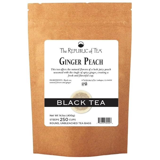 The Republic of Tea - Ginger Peach Black Tea, 250 Tea Bags, Premium Ingredients, Gourmet Longevity Tea - Bloomnest