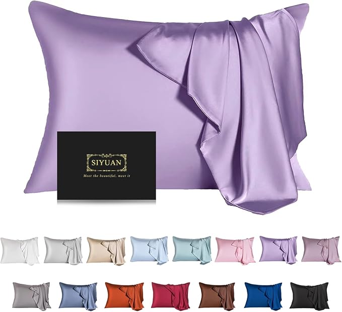 Mulberry Silk Pillowcase for Hair and Skin,Standard Size Cooling Silk Pillow Case with Hidden Zipper,Allergen Proof Dual Sides Soft Breathable Smooth Silk Pillow Cover for Women(Standard,Violet) - Bloomnest