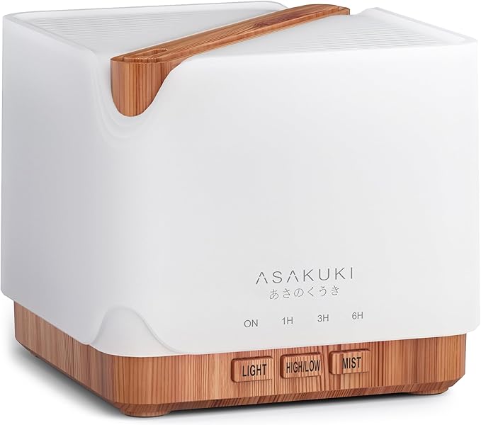 ASAKUKI 700 ml Premium Essential Oil Diffuser, 5 in 1 Ultrasonic Aromatherapy Fragrant Oil Vaporizer Humidifier, Timer and Auto-Off Safety Switch, 7 LED Light Colors - Bloomnest