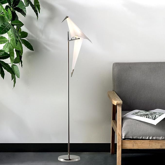 62 Inch Modern Floor Lamp, Gold Bird Swing Light Fixture for Bedroom, LED Standing Lamp With Bird Shade for Living Room - Bloomnest