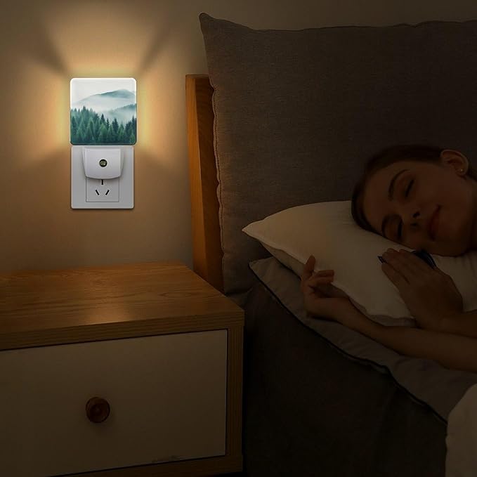 Mountain Forest Night Light, Plug into Wall Decor Nightlights for Bedroom, Bathroom, Hallway, Kitchen, with Dusk to Dawn Light Auto Sensors LED Night Lights for Boys Girls Women Men Room Gifts - Bloomnest