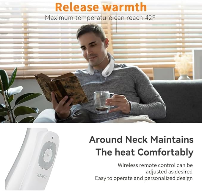 Neck Massager with Heat，Electric TENS Machine for Pain Relief，15 Levels Deep Tissue Massage, Portable Wireless and Soothing, Transcutaneous Electrical Nerve Stimulator for Women