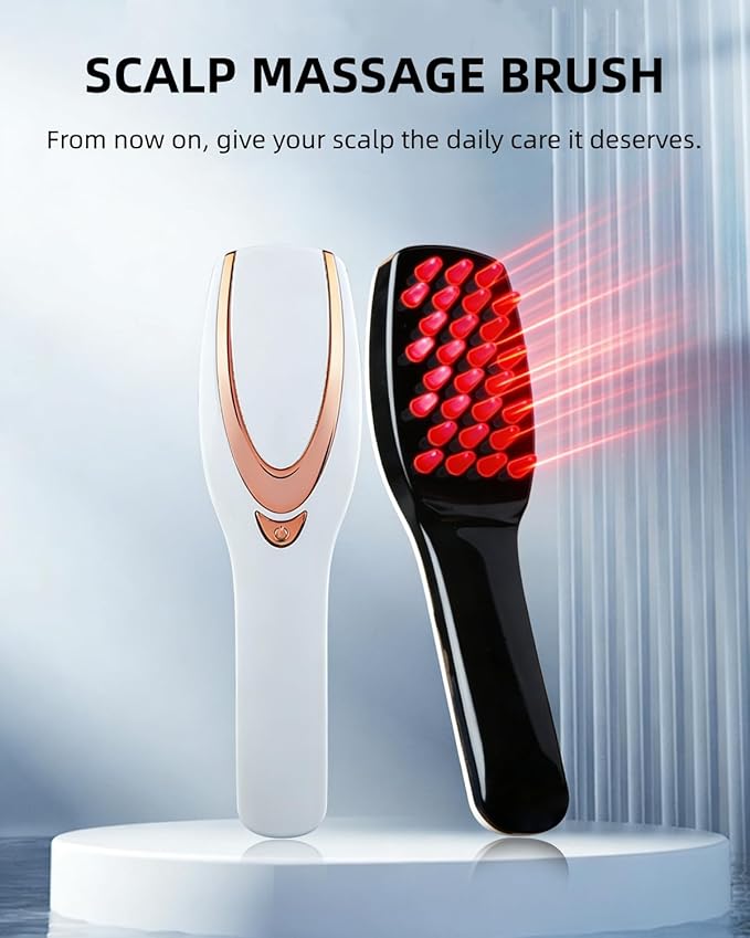 Red Light Hair Brush, Electric Scalp Massager Brush, Red Light Comb Devices for Hair Scalp Massage, Hair Massage Brush, Portable Hair Massage Comb with Soft Rubber for Men and Women Bloomnest