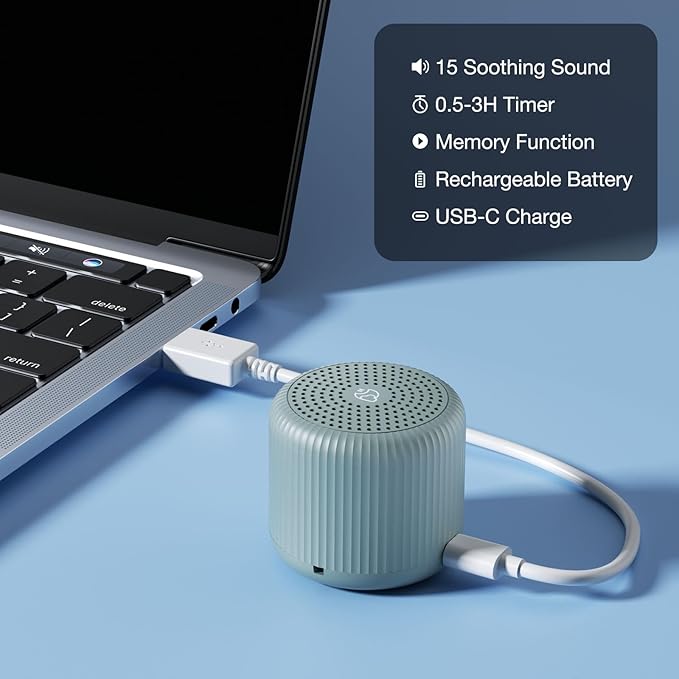 White Noise Machine Baby Portable Sound Machine,LEICEX Travel Sound Machine,15 Non-Looping Sound Timer and Memory Play, Mini White Noise Machine for Sleeping Office Travel （Slate） - Bloomnest