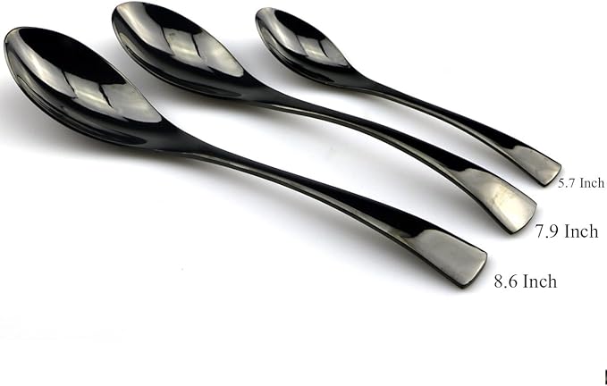 JASHII 18/10 Stainless Steel 20 Piece Mirror Polished Black Flatware Set,Dinner Knife Fork Salad Fork Dessert Spoon Coffee Spoon，Service for 4 ，Black Utensil Sets - Bloomnest