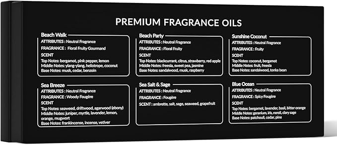 HIQILI Fragrance Oil, Gold Coast 6x10ml for Candle Scents Making, Scented Oils for Soy Candles Soap Slime Aromatherapy Diffuser, Premium Grade Essential Oil Set for Christmas Holiday - Bloomnest