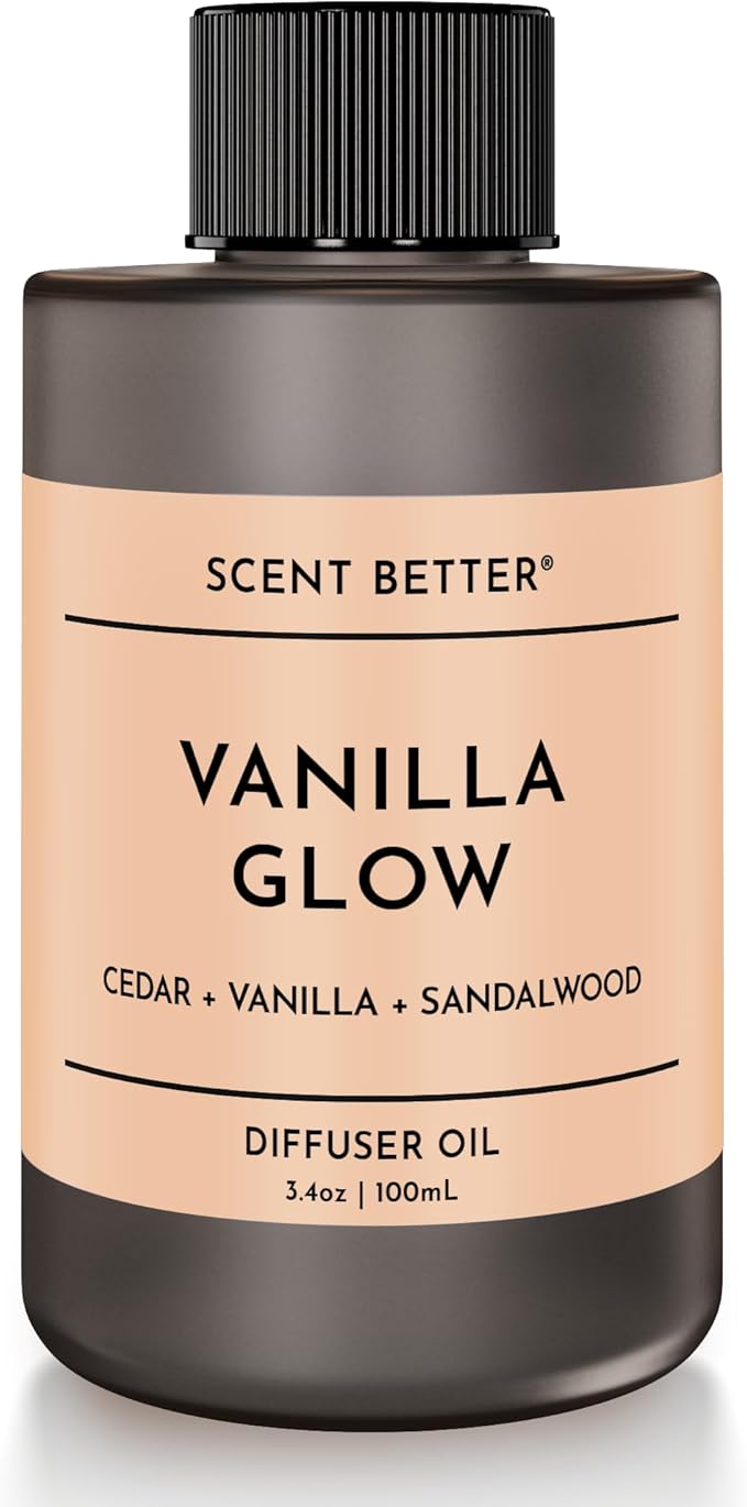 Scent Better Vanilla Glow Aroma Essential Oil Blend: an Aromatherapy Blend of Vanilla, Amber, and Sandalwood for Ultrasonic Diffusers & Nebulizers (3.3 Fl Oz, 100 mL) - Bloomnest