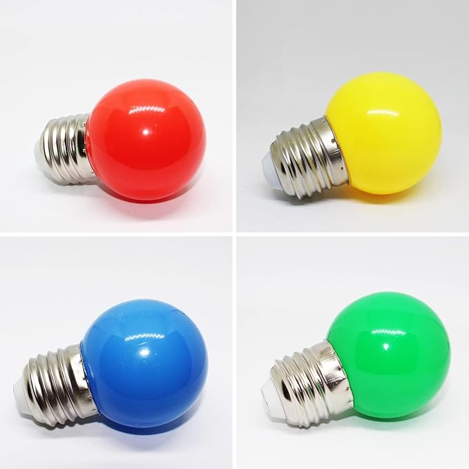 LED Colored Light Bulbs, E27 Small Light Bulb, G45 1W LED Bulb, Purple Yellow Green Red Blue for Bedroom Wedding Halloween Christmas Party Bar Mood Decoration,10 Pack - Bloomnest