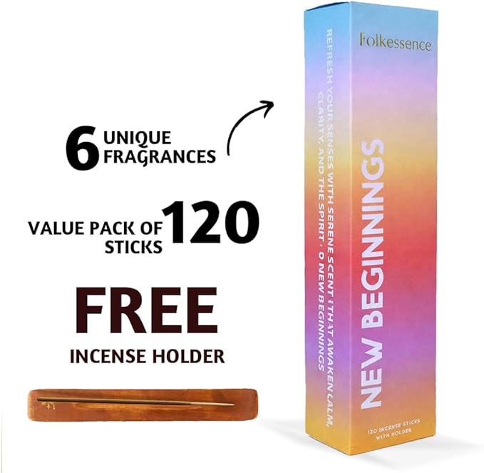 Folkulture Incense Sticks (120 Sticks) with Holder | Set of 6 Premium Insense for Aromatherapy, Yoga Gifts | No Charcoal, Non Toxic, 45 Mins Vanilla, Lavender Insence-Sticks FOLKULTURE