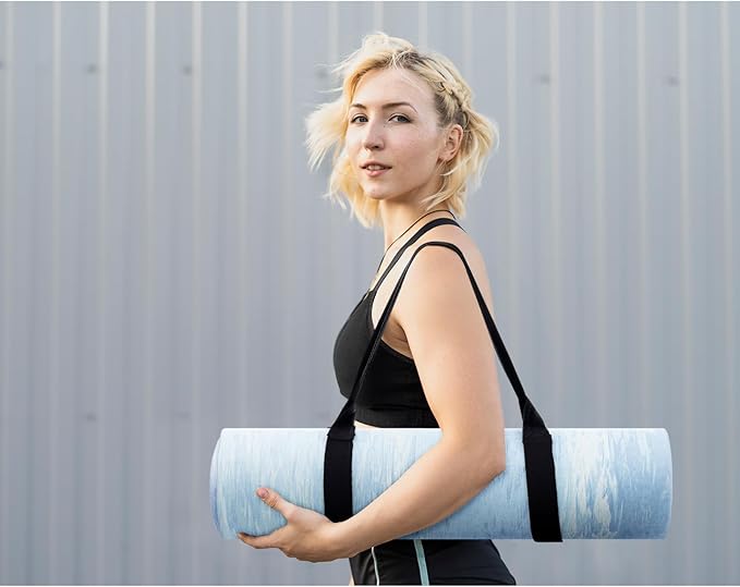 UMINEUX Extra Thick Yoga Mat, 2/5 Inch (10MM), Natural Rubber and TPE Non Slip Yoga Mats with Strap for Women Men, Eco Friendly Exercise Mat for Yoga, Pilates and Home Workout - Bloomnest