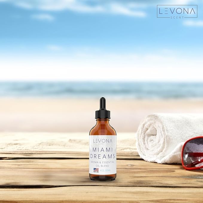 Levona Scent Essential Oils for Diffusers for Home: Miami Dreams Hotel & Home Luxury Scents Fragrance Oil - Aroma Oil with Notes of Bergamot Oil & Pine Essential Oil -120 Ml Scented Oils for Diffuser - Bloomnest
