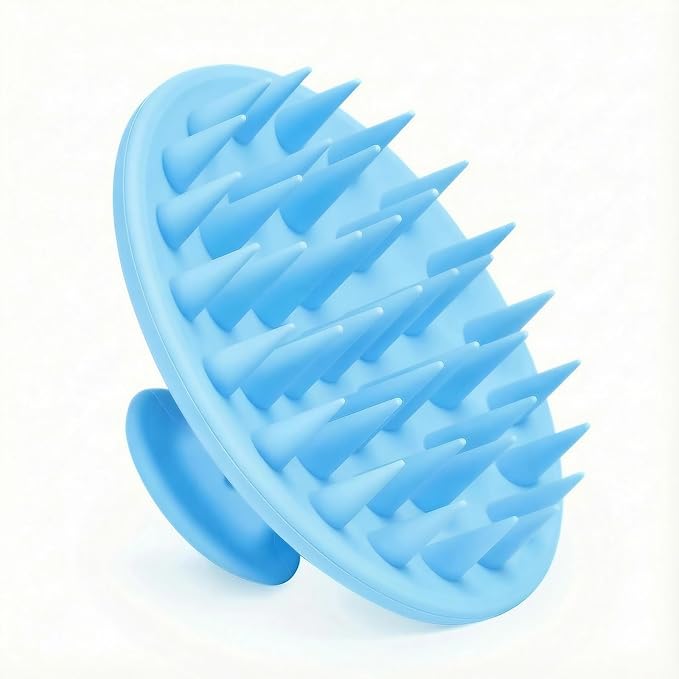 Meartchy Silicone Scalp Massager Shampoo Brush, Scalp Brush for Hair Growth & Dandruff Removal, Hair Scrubber Scalp Stimulator Exfoliator Brush with Soft Bristles for Wet Dry Scalp Care (Light Blue) Meartchy