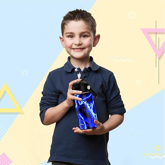 14oz Kids Insulated Water Bottle with Straw Lid - 18/8 Stainless Steel Kid Cup Travel Tumbler Double Wall Vacuum Leak Proof Portable Toddler Water Bottle (Lightning） - Bloomnest