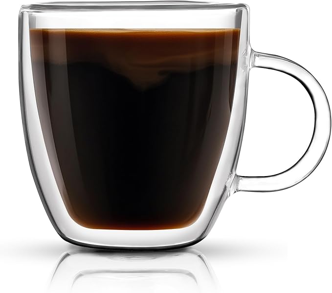 Aurzen 2 Pack Double Walled Glass Coffee Mugs with Handles, Large Insulated Layer Coffee Cups, Clear Borosilicate Mugs, Perfect for Cappuccino, Tea, Microwave Safe (5oz-2Pack B) - Bloomnest