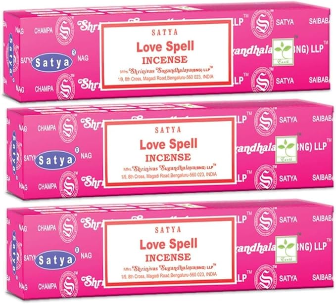 3 Packs Original Satya Sai Baba Nag Champa Incense Sticks Joss Insence - Insense 15g x 3 Box NagChampa Agarbatti (Love Spell) Satya