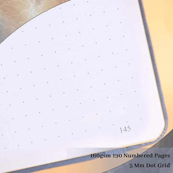 TIEFOSSI Dot Journal, 160gsm 190 Numbered Pages, Diary for Work & Sketching, A5 Hardcover Leather Journal for Writing Women Men - Bloomnest
