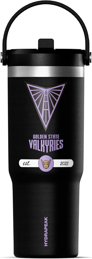 Hydrapeak x WNBA Officially Licensed Golden State Valkyries 32 oz Nomad Tumbler with Handle and Straw Lid, Leakproof Stainless Steel Water Bottle - Bloomnest