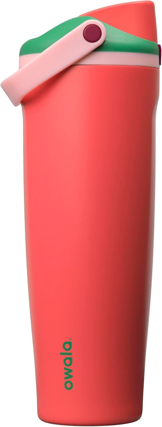 Owala FreeSip Sway Insulated Stainless Steel Water Bottle with Two-Way Spout, Built-In Straw and Bucket Handle, Made for Travel, School, and Sports, 40oz, BPA Free, Leak Proof, Strawberry Fields Owala