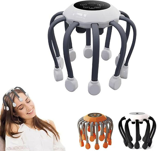 Head Massager, Electric Scalp Massager,Octopus Head Massagers Scalp,Electric Scalps Massagers with 10 Vibrating Points, 5 Modes and Smart Timing, Relieves Scalps Pressure RJSQAQE