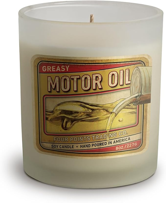 Motor Oil Scented 8 Oz Soy Aromatherapy Candle w/Jar - Four Points Trading Co. - Bloomnest