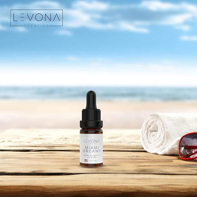 Levona Scent Essential Oils for Diffusers for Home: Miami Dreams Hotel & Home Luxury Scents Fragrance - Aroma Oil with Notes of Bergamot Oil & Pine Essential Oil -10 Ml Scented Oils for Diffuser LEVONASCENT