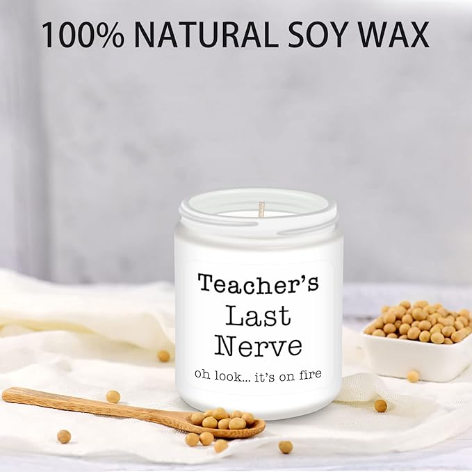 Homsolver Teacher Appreciation Gifts for Women, Christmas Birthday Valentines Retirement Thanksgiving Teachers' Day Graduation Season, Teacher’s Last Nerve Scented Candles - Bloomnest
