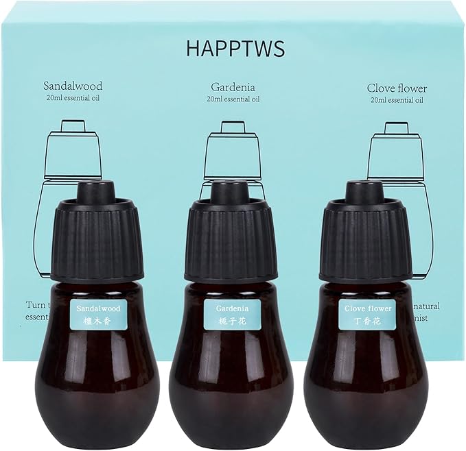 Aromatherapy Essential Oil Set - 3-Piece Essential Oil Set in Three Flavors: Sandalwood, Gardenia, Clove Flower - Bloomnest