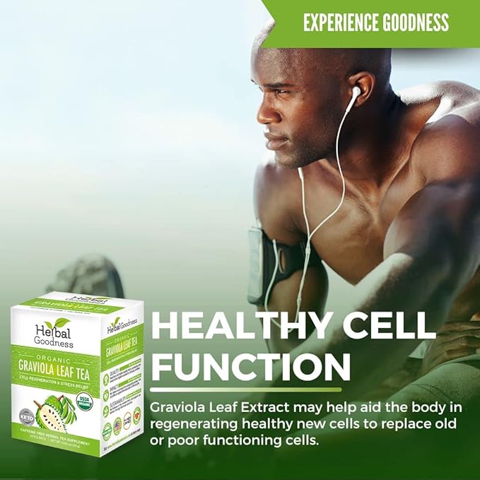 Graviola Leaf Soursop Tea - Organic Soursop Leaves | Hoja de Guanabana Leaves | Cell Support & Regeneration, Calm Relaxation - Caffeine Free - 24 Tea Bags - Herbal Goodness - Bloomnest
