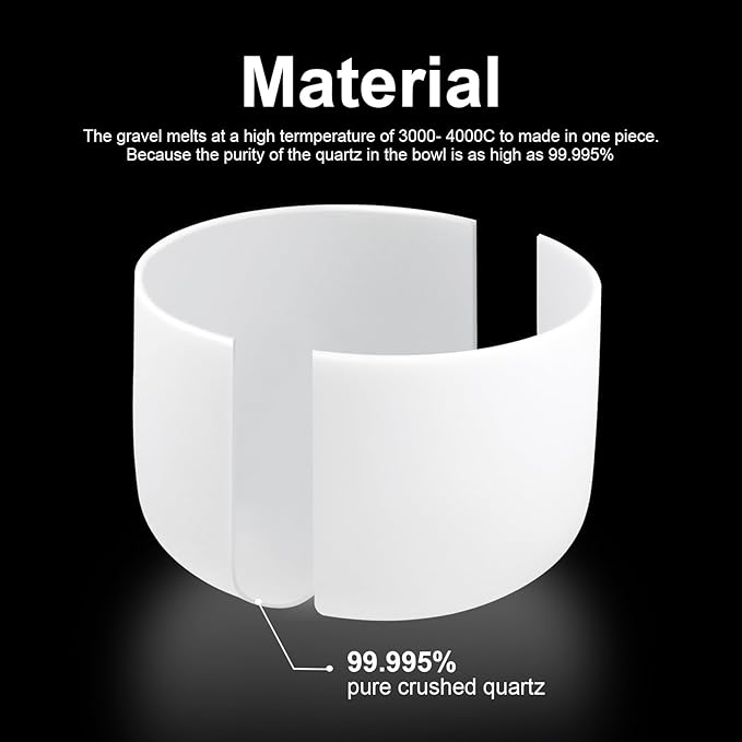 Singing Bowls 432hz B Note 8-Inch Crystal Singing Bowl With A Free Mallet And O-Ring For Sound Healing, Meditation, Yoga, and Sound Baths - Bloomnest