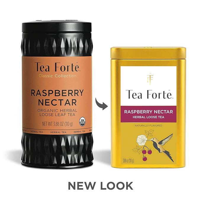 Tea Forte Raspberry Nectar Premium Loose Leaf Caffeine-Free Herbal Tea Blend Canister, Makes 35-50 Cups - Bloomnest