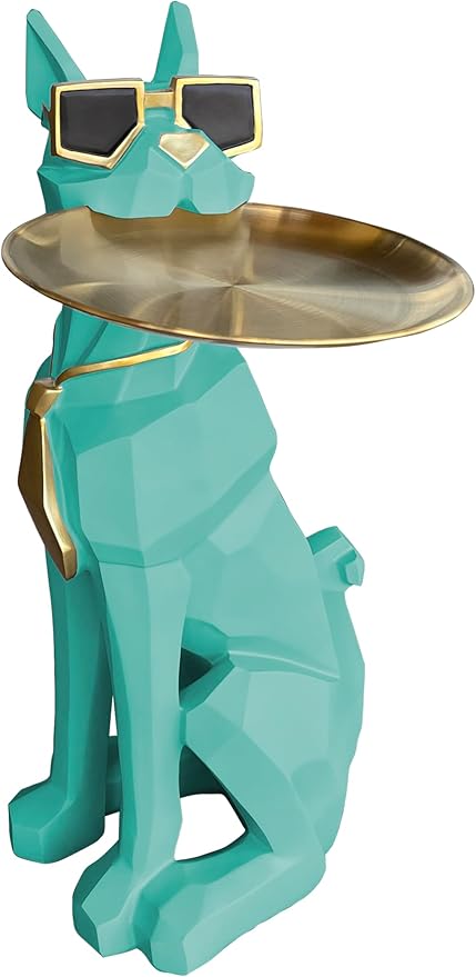 Beautiful and Elegant Decorative Pieces for Home, Dog Side Table with Tray and Storage，Dog 3D Sculpture Coffee Table Unique Home Decor (Green) - Bloomnest