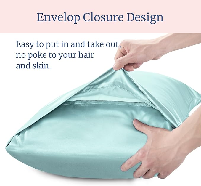 BEDELITE Satin Pillowcase for Hair and Skin, Super Soft Similar to Silk Pillow Cases 4 Pack with Envelope Closure, Cooling Pillowcases for Women Men (20"x36" King Size, Blue Grey) - Bloomnest