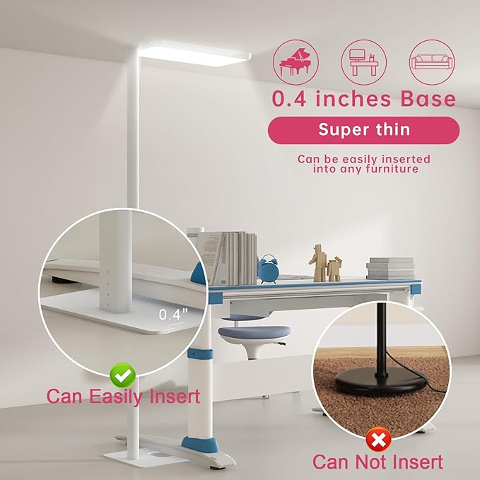LED Floor Lamp 78ines Tall Floor Lamp 80W White Mordern Office Standing Lights Eye-Care Reading Lamps for Living Room Study Bedroom 4000K Daylight - Bloomnest