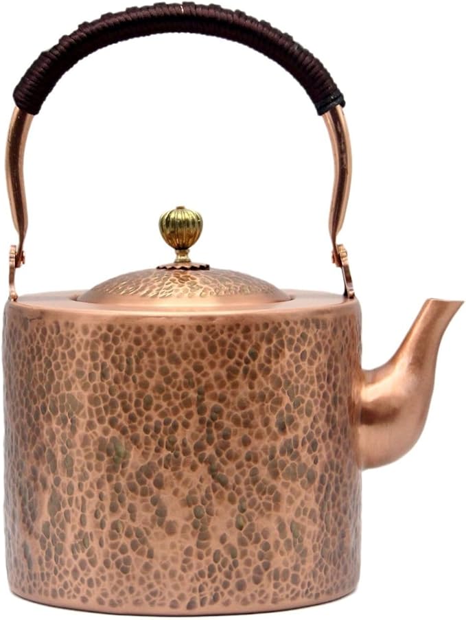 67.6oz Copper Teapot, Tea Kettle For Stovetop Safe, Classic Non-Coating Pure Copper Tea Set with Stainless Steel Tea Ball For Loose Leaf, Large and Solid Tea Pot For 4-6 Cups (2000ml) - Bloomnest