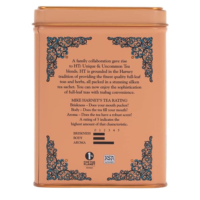 Harney & Sons Peaches & Ginger Black Tea, 20ct sachet tin (Pack of 2) - Bloomnest