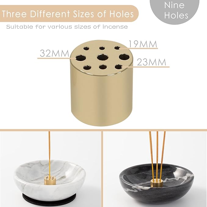 4 in 1 Incense Burner, Marble Palo Santo Holder, Smudge Bowl for White Sage, Sage Holder Incense Cone Holder 4.7 inches Ash Catcher Tray for Meditation - Bloomnest