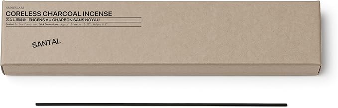 Santal Coreless Pure Incense Sticks, Artisan-Crafted Niche Scent, Exclusive Low-Smoke Bamboo Charcoal Formula, Clean-Burning, 1-Hour Burn Time, 20 Sticks - Bloomnest