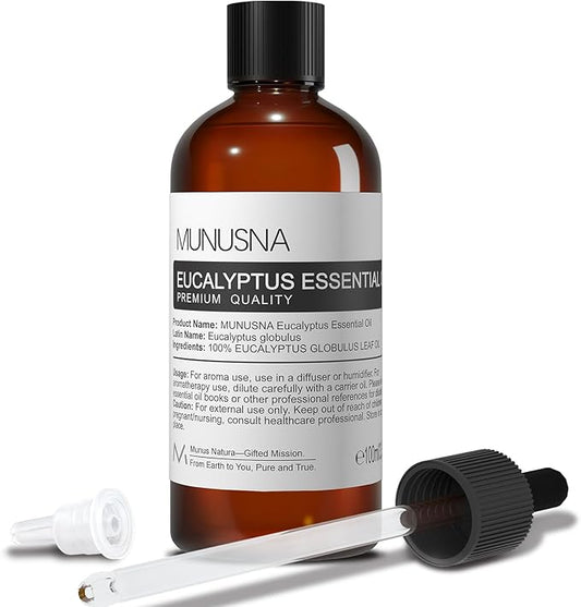 Eucalyptus Essential Oil, Premium Grade Pure Eucalyptus Oils 100ML, 100% Natural Aromatherapy Essential Oil for Shower, Hair, Skin, Diffuser, Massage, Candle, Soap, Bath Bombs Making - Bloomnest